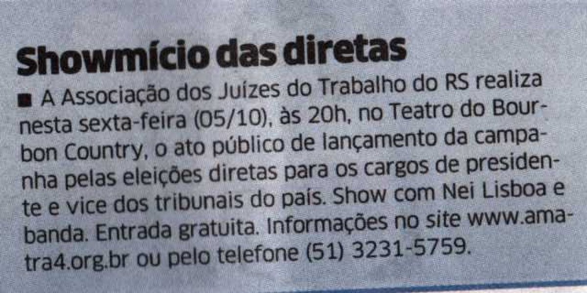 Showmício no Correio do Povo