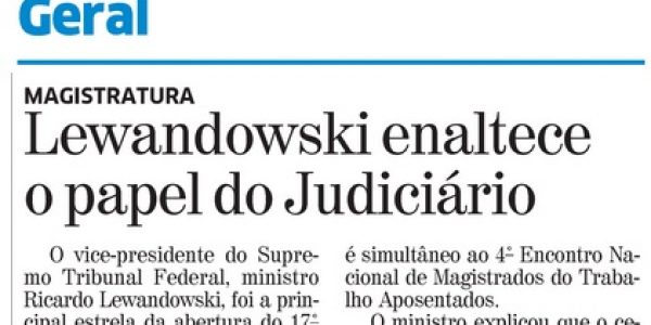 Lewandowski enaltece o papel do judiciário
