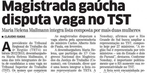 Magistrada gaúcha disputa vaga no TST