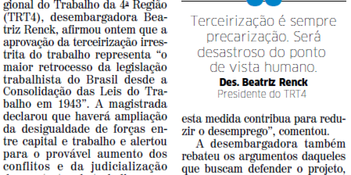 Presidente do TRT4 fala em perda histórica