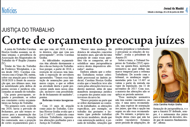 Entrevista ao Jornal da Manhã – AMATRA4