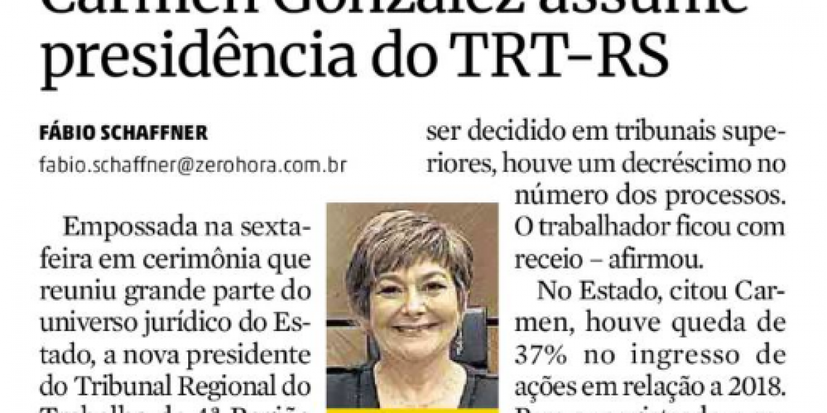 Em entrevista ao jornal Zero Hora, a presidente do TRT4  fala sobre a reforma trabalhista.