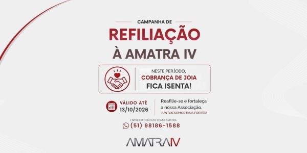 AMATRA IV lança campanha de refiliação com isenção de três mensalidades